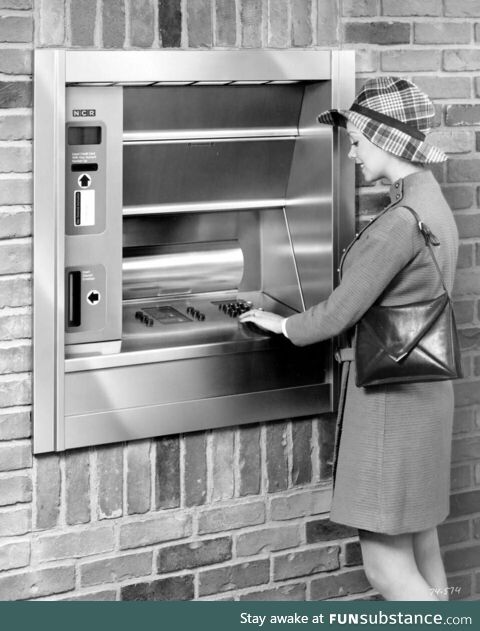 The first ATM in the Enfield area in north London in a branch of the British bank Barclays