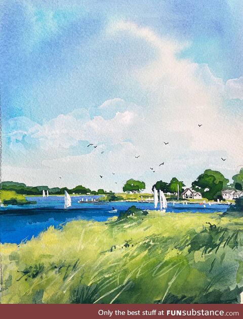 Quick painting from this afternoon! Connecticut in summer is pretty!!