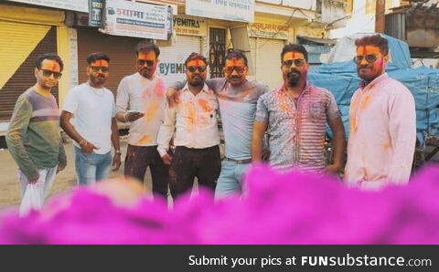 Holi Festival Celebration with Friends