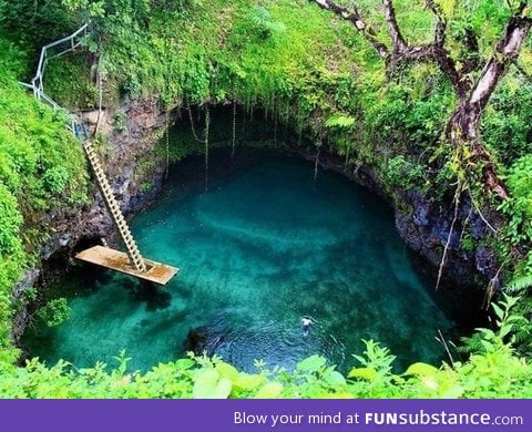 Amazing natural swimming pool in samoa island