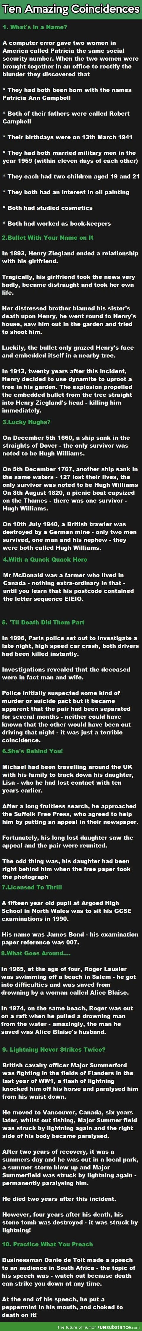 10 Amazing Coincidences