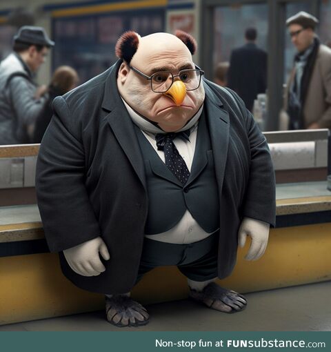 Danny DeVito as a penguin (made in MidJourney)