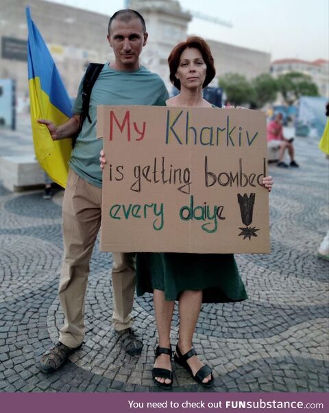 My mother and father at the today’s Lisbon protest for the support of Ukraine