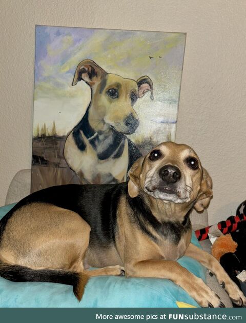 My dog with his portrait