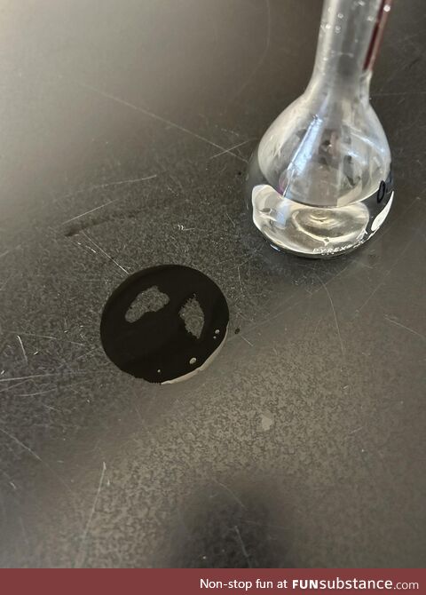 Doing chemistry at work and picked up a wet flask to discover that Ryan Reynolds found