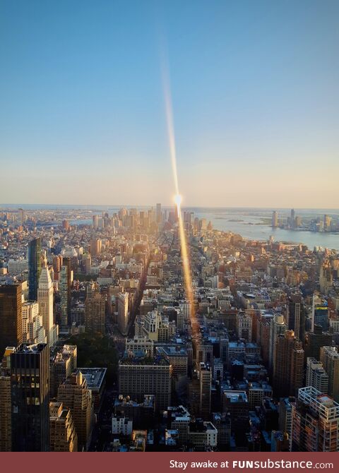 A photo taken of Tower One in New York from the empire state building