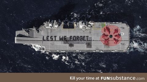 HMS Queen Elizabeth commemorating Armistice Day during WESTLANT19