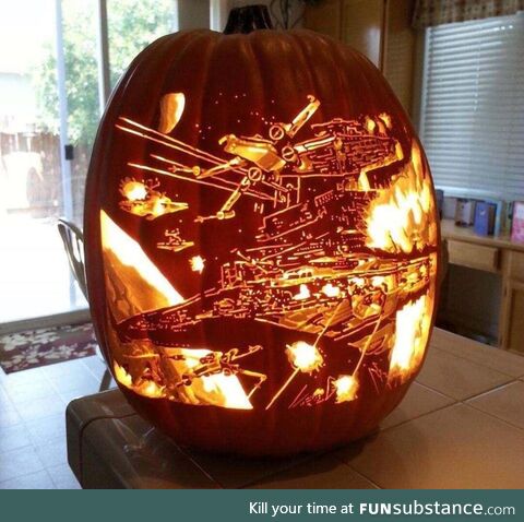 This Star Wars themed pumpkin carving