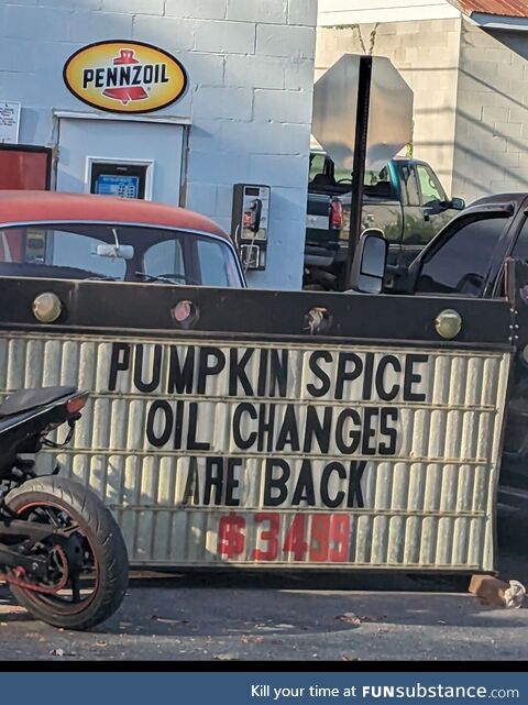 Pumpkin spice oil change