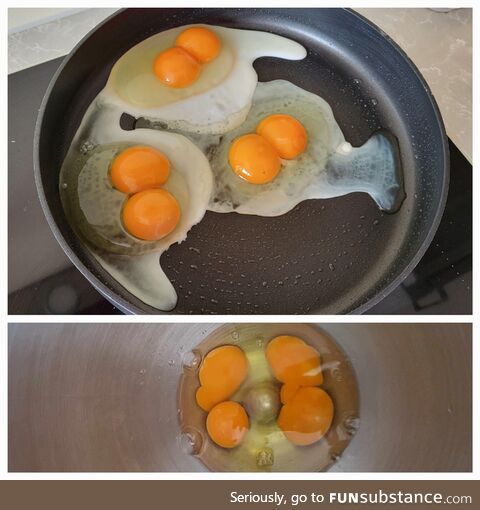 Mathematically, the odds of getting 5 double-yolked eggs in a row is 1 in 1 quintillion