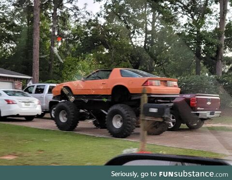 So we are doing jacked up cars now, here is the monster maro