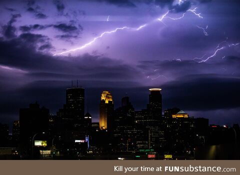 Lightning over Minneapolis [OC]