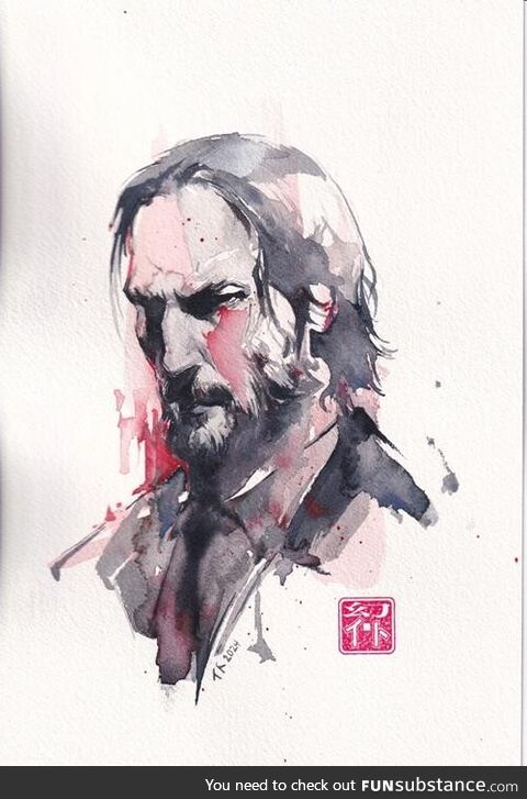 Did a watercolor painting of John Wick