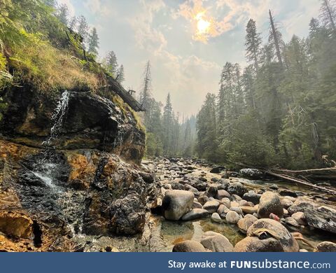 Smoky Day at Jerry Johnson Hot Springs in Idaho this summer