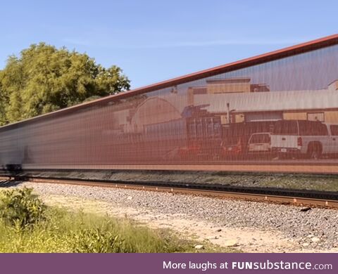 Long exposure of a passing train creates an interesting effect [OC]