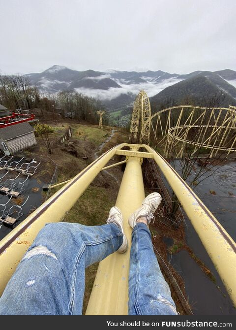 This abandoned rollercoaster in the mountains