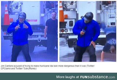 Jim Cantore trolled for dramatic hurricane Ida coverage as man performs cartwheels in