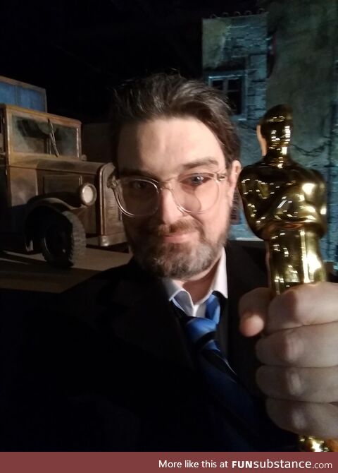 Me & the Pinocchio Oscar! I'm a tiny cog in an amazing crew, but it's taken me 20+ yrs to