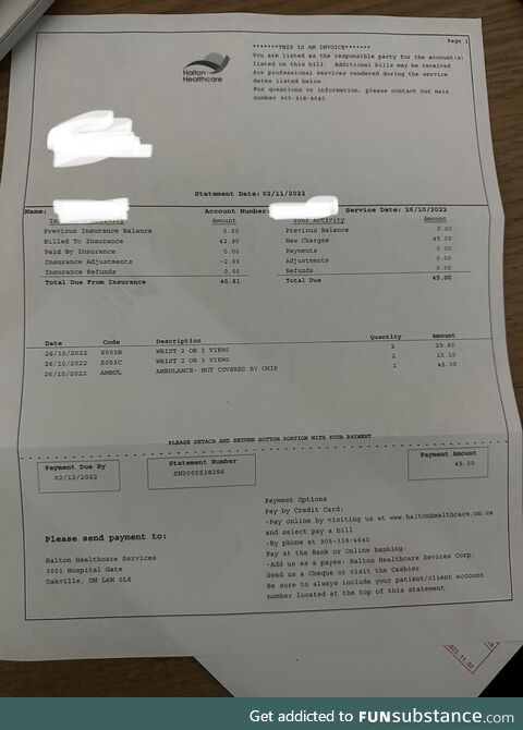 Got into a car accident and this was my ambulance bill. I really hope this country never