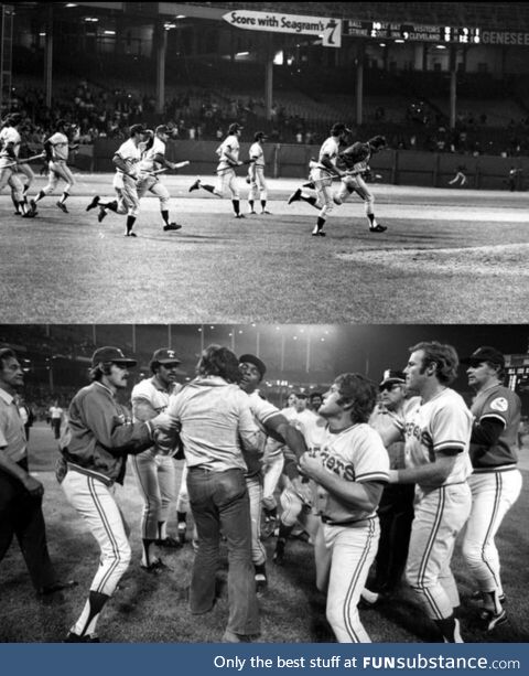 Ten Cent Beer Night at Cleveland Indians stadium on June 4, 1974