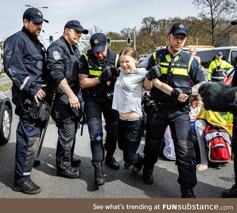 Greta Thunberg getting arrested in the Netherlands