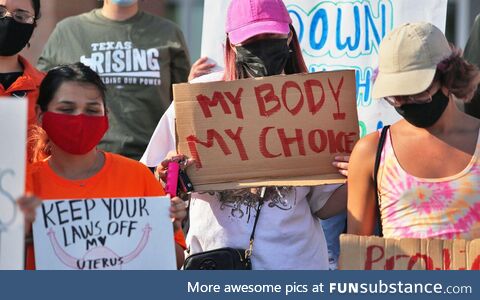 Abortion rights supporters gather to protest Texas S.B. 8 in front of Edinburg City Hall,