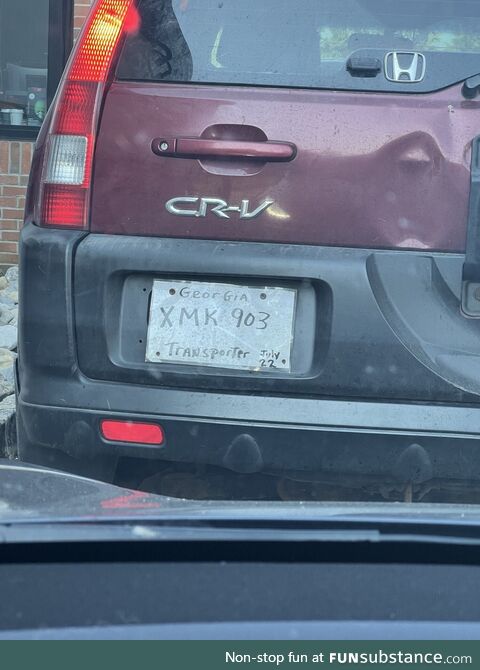 This dude literally wrote a plate number on a piece of paper, laminated it and put it on