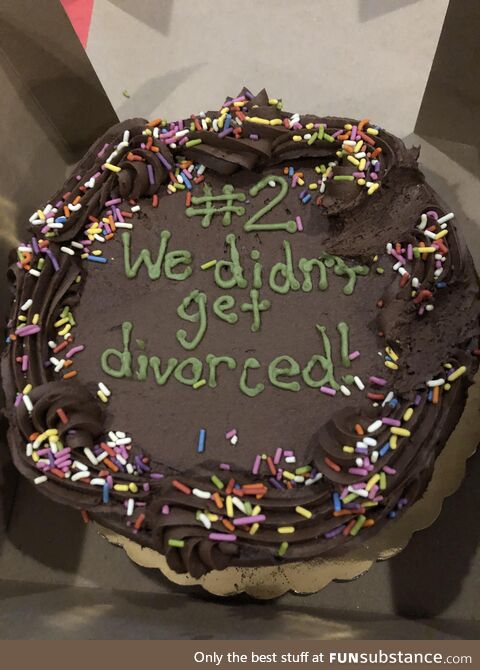 Wife’s interesting choice of words for our anniversary cake!