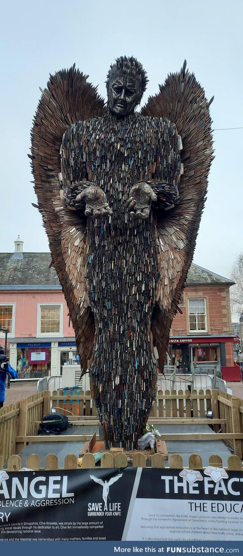 Statue in my home town made of 100,000 knives removed from uk streets