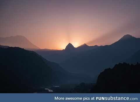 Epic sunset in Himalayas