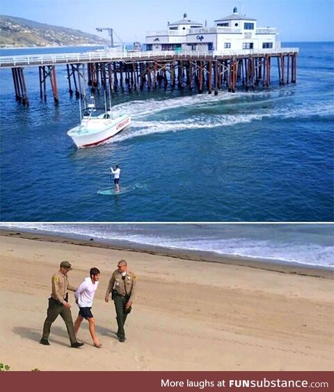 Coast Guard and police apprehend a paddle-boarder for ignoring lockdown... April, 2020