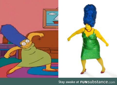 Lizzo dressed as Marge for Halloween