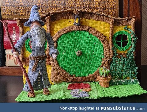 Gandalf and Bag End made out of twist ties!