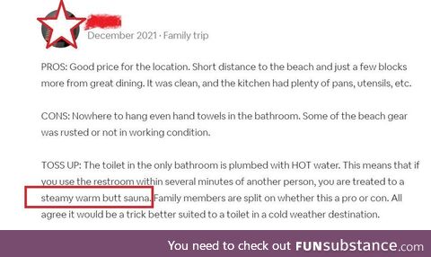 Found on Airbnb… anyone up for a steamy warm butt sauna?