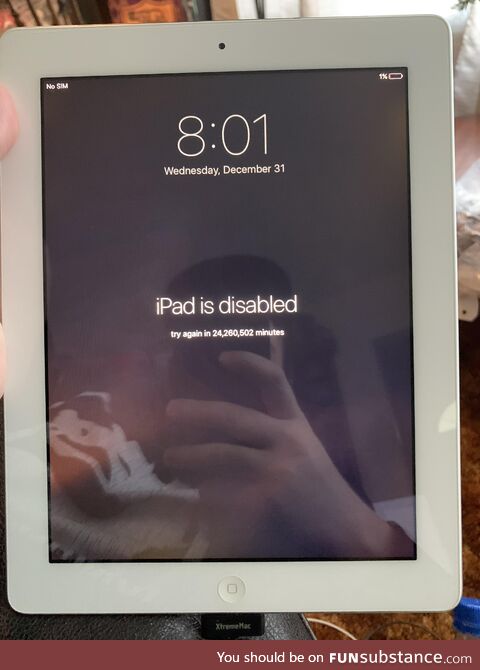 I bought an iPad at a thrift store for $20 untested. It’s disabled for over 50 years