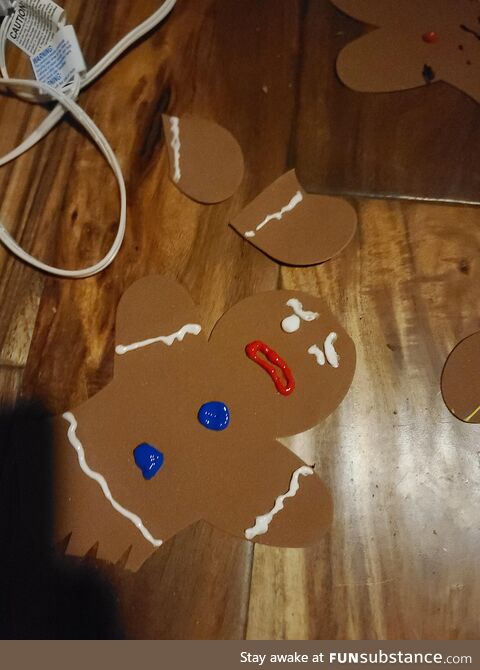 My mom wanted me to help decorate her house with some handmade gingerbread cutouts. I