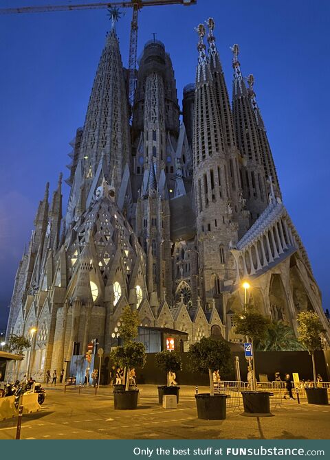 La Sagrada Familia from the rear side just as night fell