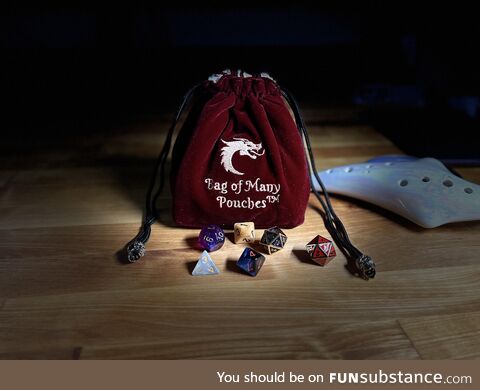 [OC] picture I took today of my first dice bag for DnD