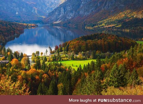 Stunning forests around Lake Bohinj in Slovenia, in Autumn