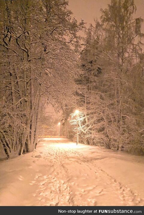 Winter night in Espoo, Finland [OC]