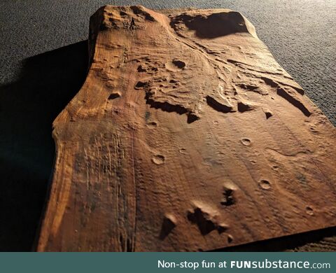 Jezero Crater, Mars carving in eastern red cedar