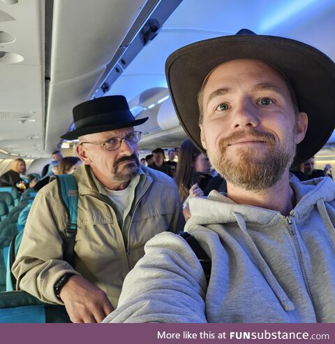 The one who knocks was sat behind me on the plane