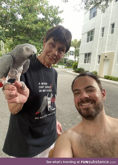 This lady let me take a picture with her bird. It’s 23 years old. Wow!