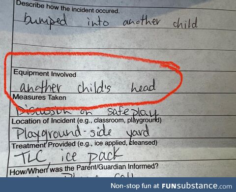 Incident report from my kid’s school