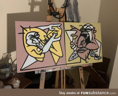 [OC] Two paintings I made on the topic of ‘fight or flight’