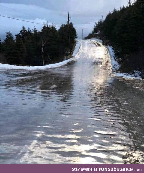 This frozen road in Lithuania looks like a river