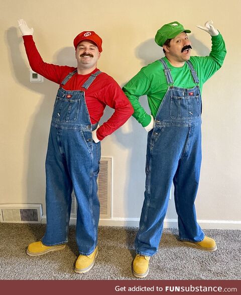 My husband and I went as Mario and Luigi last night