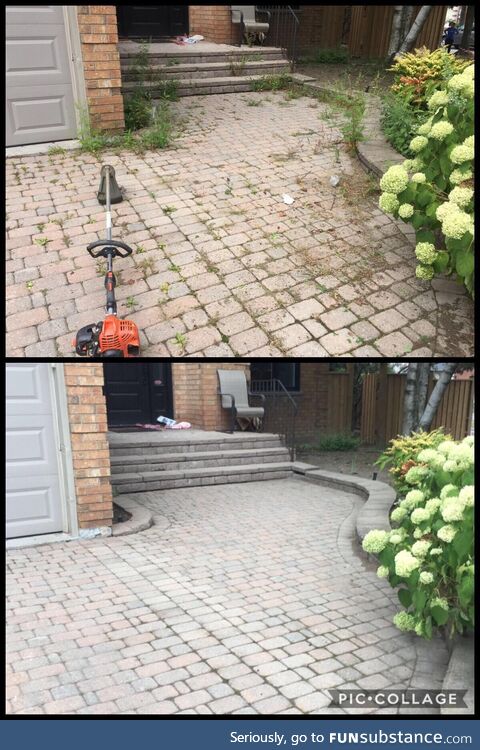 [OC] Before/After of a patio I cleaned up