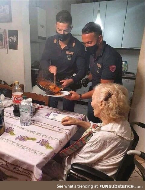 The Italian police made a 87 year old woman pasta after she called to say she was hungry