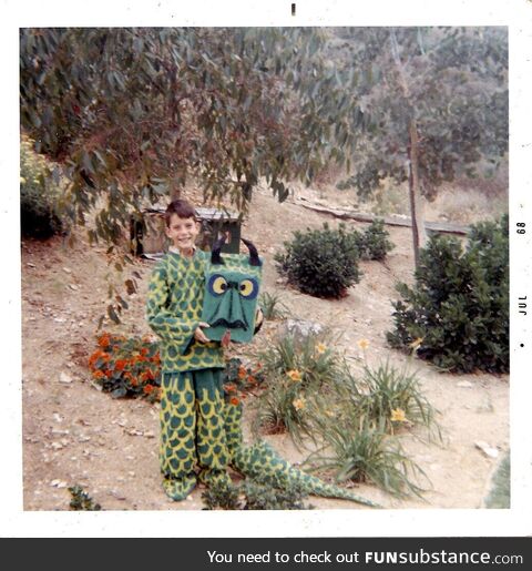 Impressive do-it-yourself Dragon costume! (1968 Polaroid found at an estate sale)